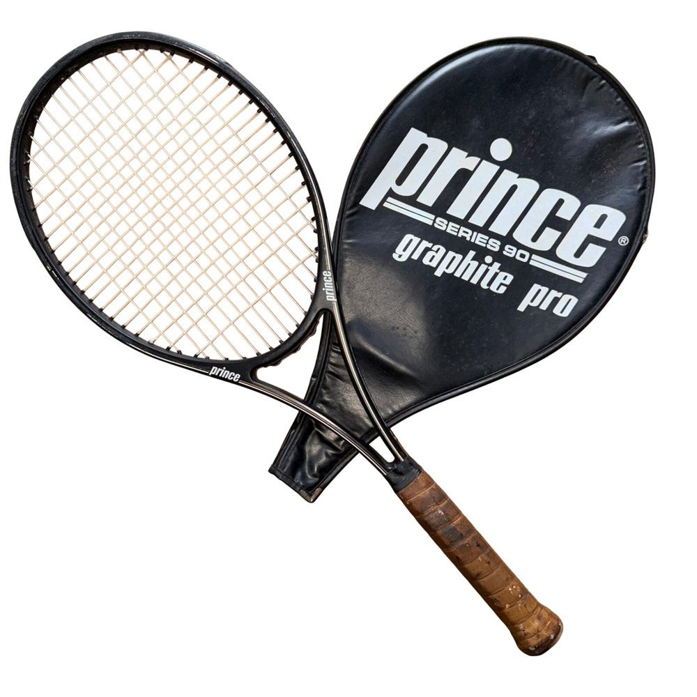 Prince Graphite Pro Series 90 Tennis Racquet 4 1/2 Grip Black Vintage 1986 Case
